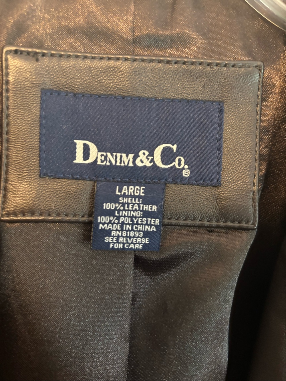 Dark Brown Denim & Co Leather Blazer Jacket - Large - Picture 10 of 12